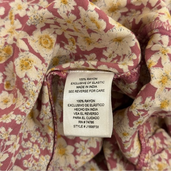 Patrons of Peace Floral Maxi Dress Small Pink Yellow Boho Smocked Tiered Button - Picture 10 of 13